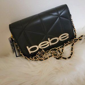 Bebe Women’s Black Zaza Flap Crossbody Black,  NWT